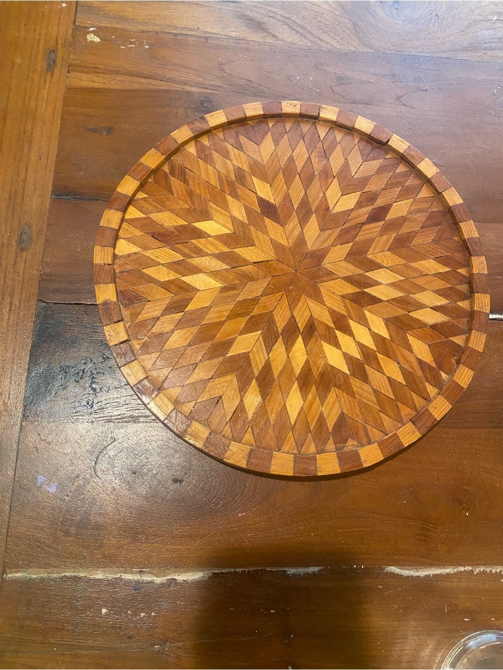 Handcrafted Parquetry Tray- Rotating Lazy Susan